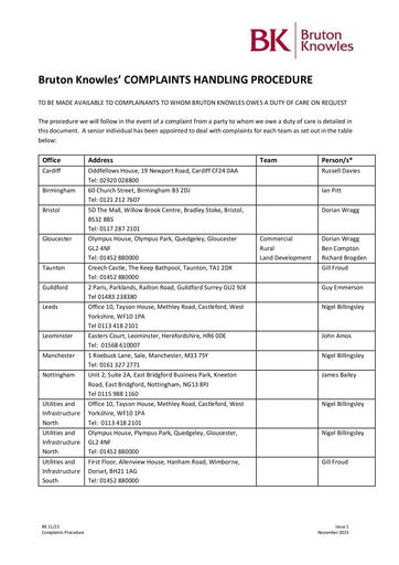 Complaints handling procedure November 2023